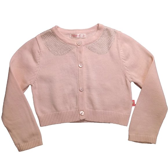 Billieblush Pale Pink Cardigan Sweater With Metallic Silver Detail Size 2/86 - Picture 1 of 8